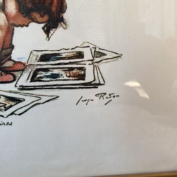 Vintage Pair of Georges Repon Framed Art Lithographs Naughty Children - Picture 12 of 16